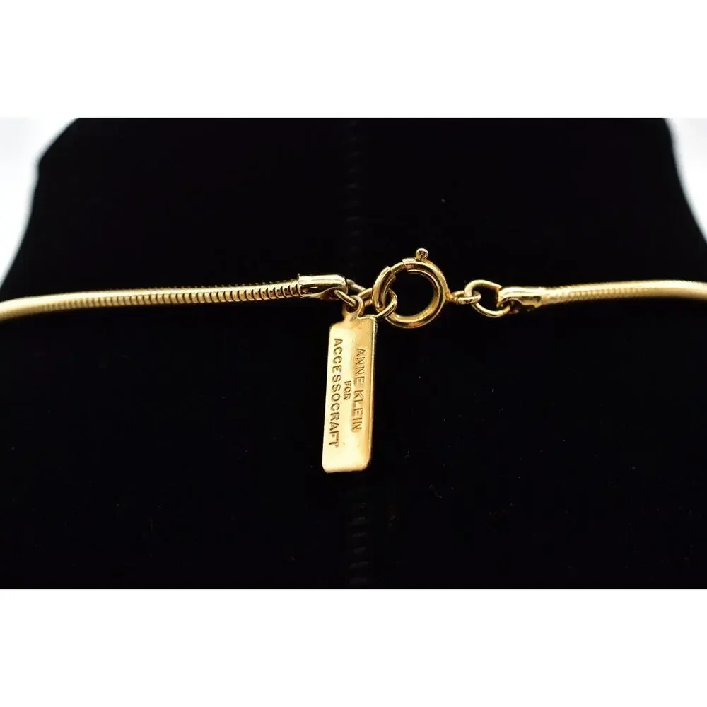 Anne Klein Accessocraft Vintage Cross Necklace Weighted Gold Chunky Signed BinBL